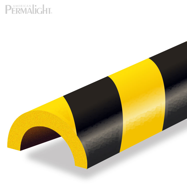 Flat Surface Protection Safety Foam Guard, Type F, Black / Yellow,  Self-Adhesive (39 3/8 in)